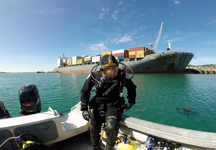 diver and ship